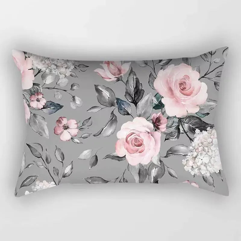 coussin rectangulaire décoratif motif feuilles tropicales fleurs papillons moderne chambre salon maison 30x50cm
