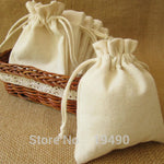 sacs coton toile noix noeud cordon serrage couleur beige clair taille diverses simple rustique