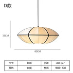 suspension moderne tissu blanc motif géométrique opaque chambre salon lumière led pendentif