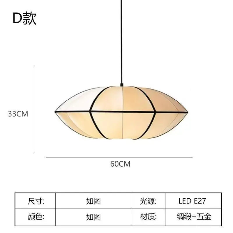 suspension moderne tissu blanc motif géométrique opaque chambre salon lumière led pendentif