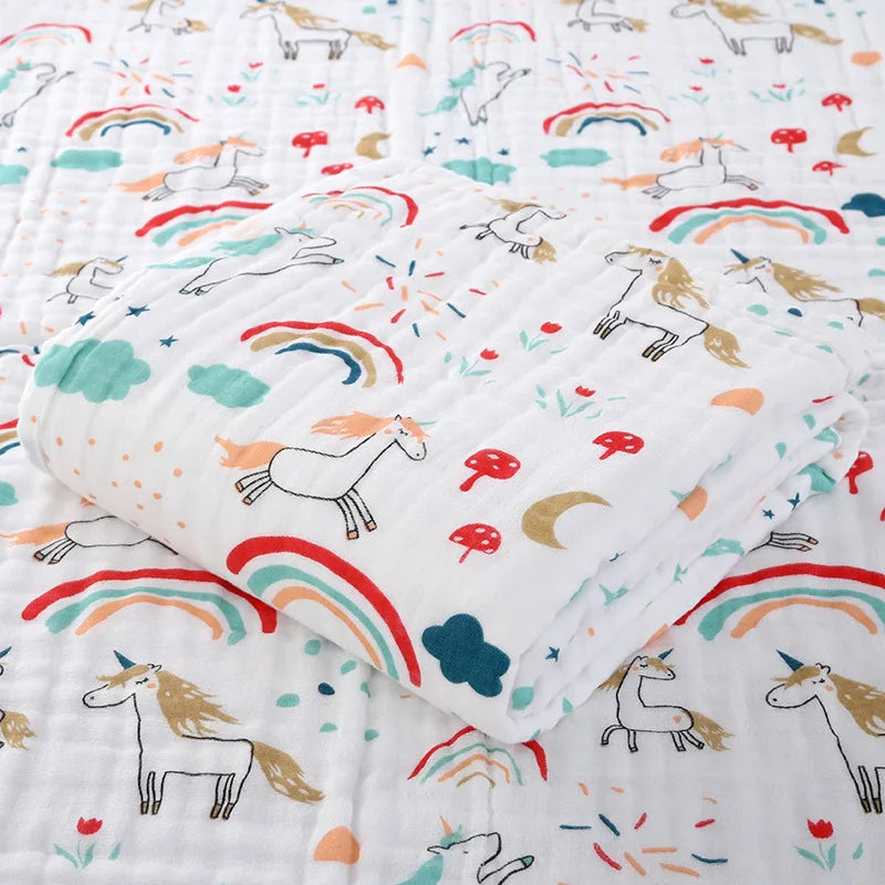 couverture bébé coton géométrique unicorns rainbows fruits moderne four seasons