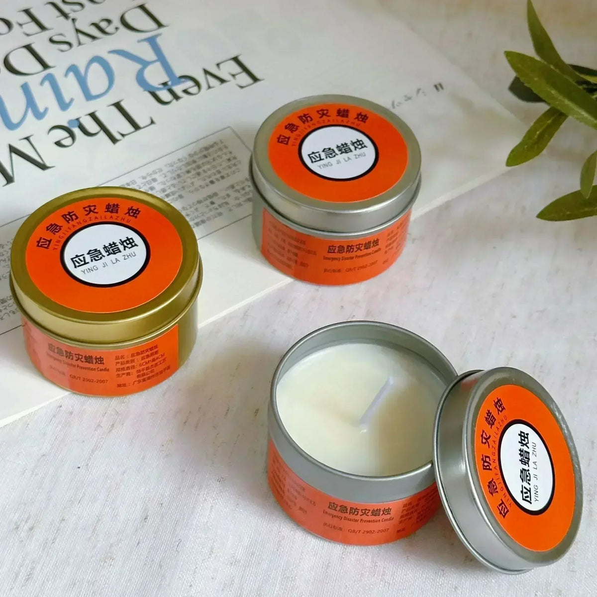 bougies urgence sans fumée 15h 24h orange pratique survie camping maison longue durée