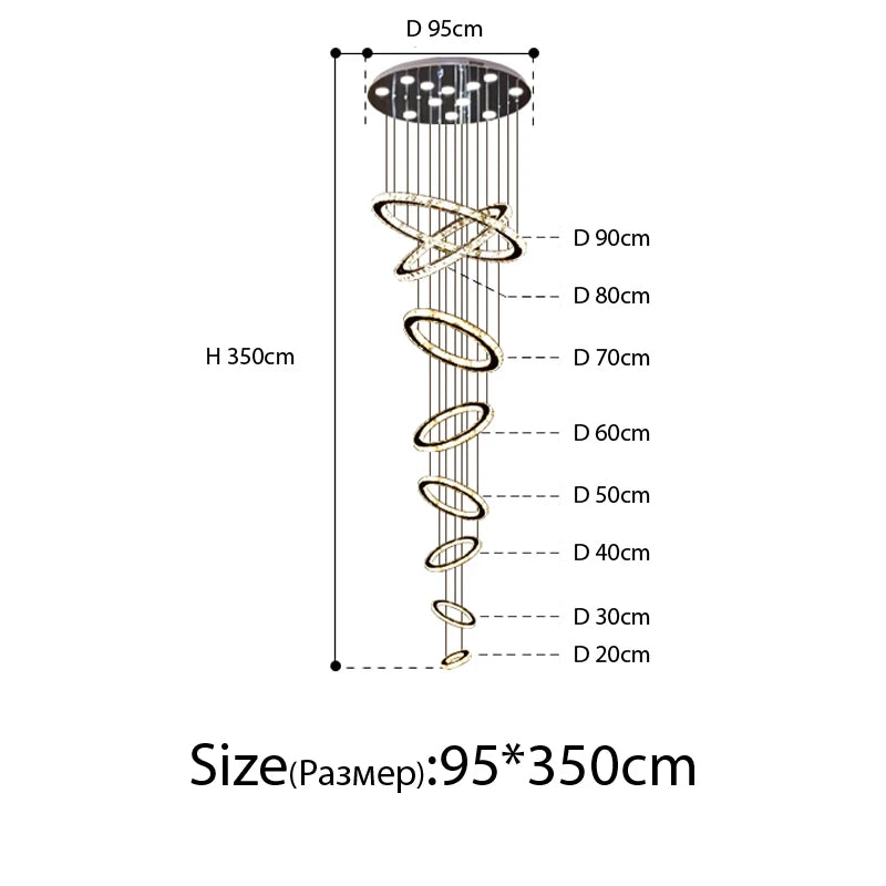 lustre moderne blanc cercles concentricques salon chambre pendentif acier inoxydable éclairage intérieur grande piece