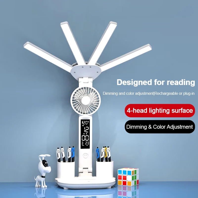 lampe moderne rechargeable ventilateur horloge blanc sans motif