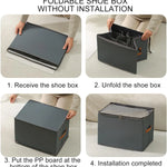 boîte rangement chaussures pliable transparente moderne poignées cuir gris conteneur organiser paires echangement gọnducible