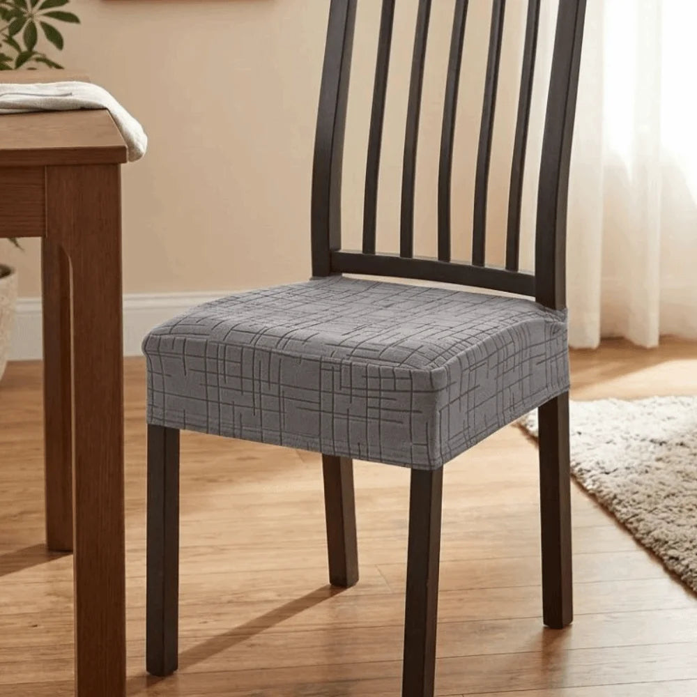 housses chaise moderne carreaux géométriques noir bleu marine gris clair polyester antidérapantes
