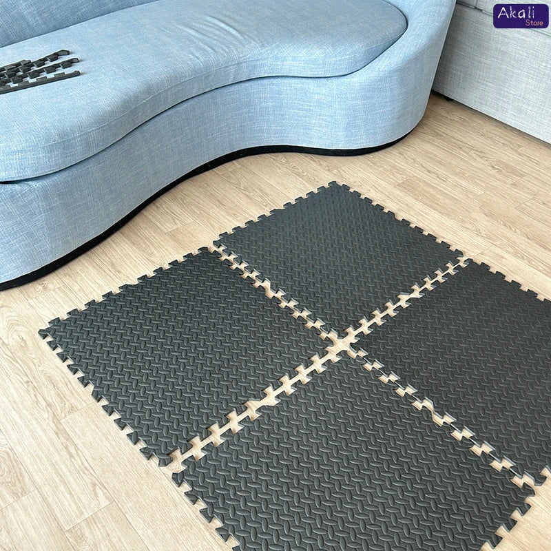 tapis sol modulable tapis eva 60x60cm 10mm epais noir texture geometrique moderne connecteurs