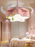 ventilateur moderne led télécommande 36 42 pouces rose bleu vert blanc
