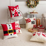 housses coussins brodées noël rennes neige opaques nordique rouge blanc gris festive