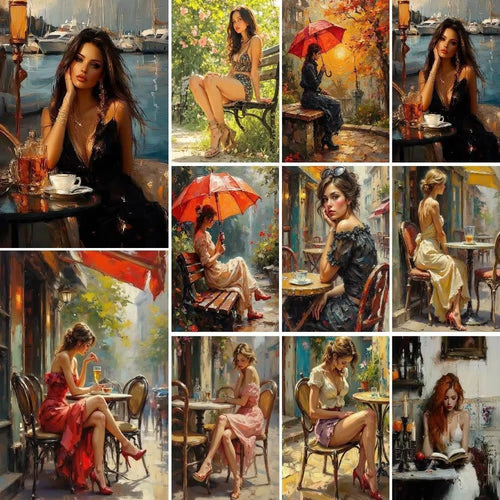 Kit peinture par numéros fille sexy sur toile pour décoration murale chambre