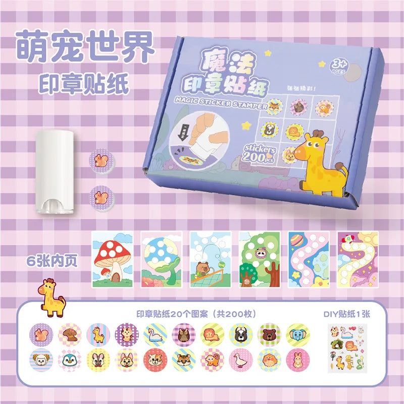 stickers autocollants animaux cartoon blanc ours oiseau lapin pingouin arbre cactus enfants jouets diy