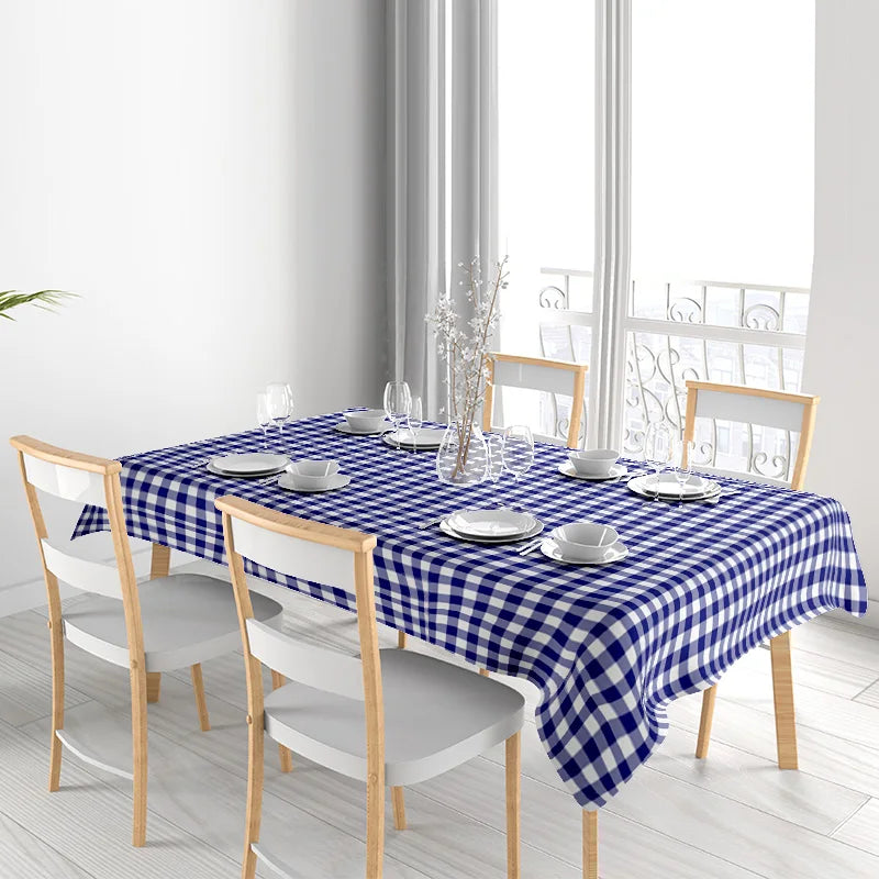 nappe carreaux bleu marine blanc réversible polyester machine printemps été automne hiverextérieur fêtes