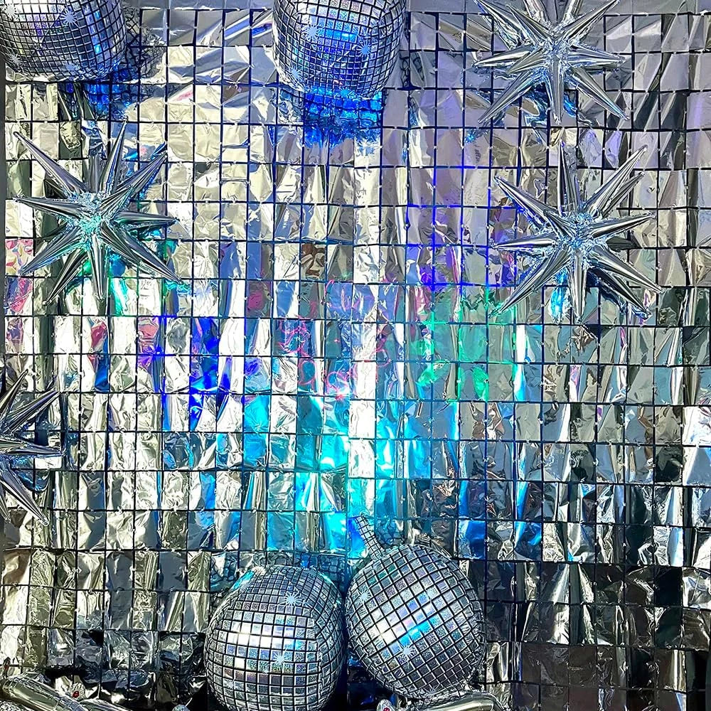 rideau décoratif moderne argent bleu or rose mosaïque carrés brillants opacité adhésif double face