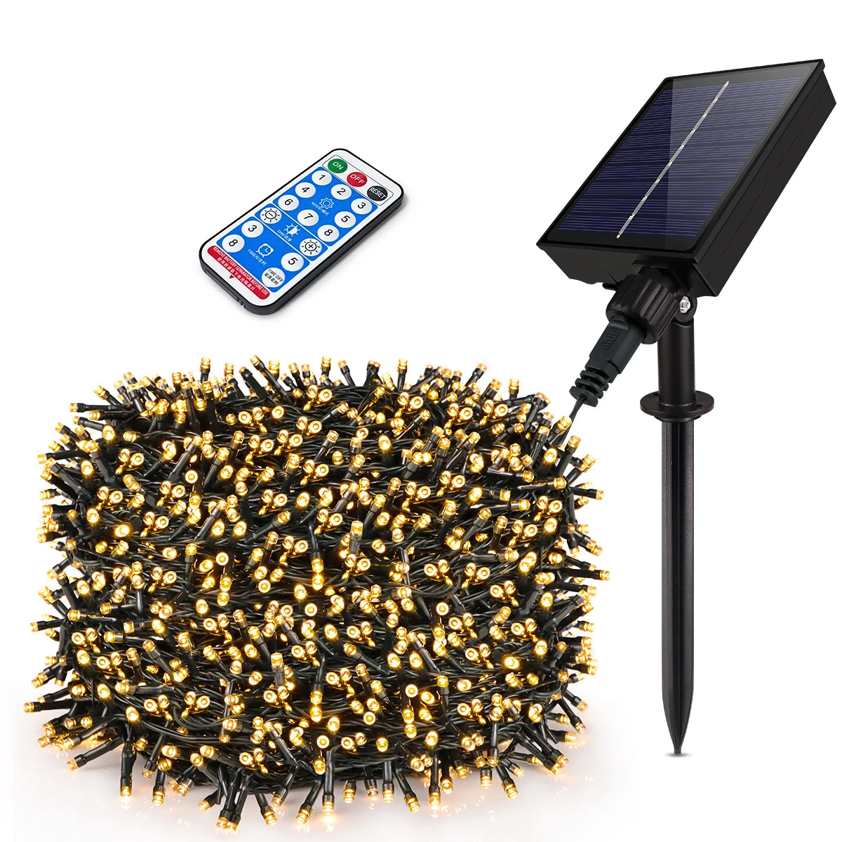 guirlande lumineuse solaire or multicolore blanc chaud modernes télécommande jardin noël
