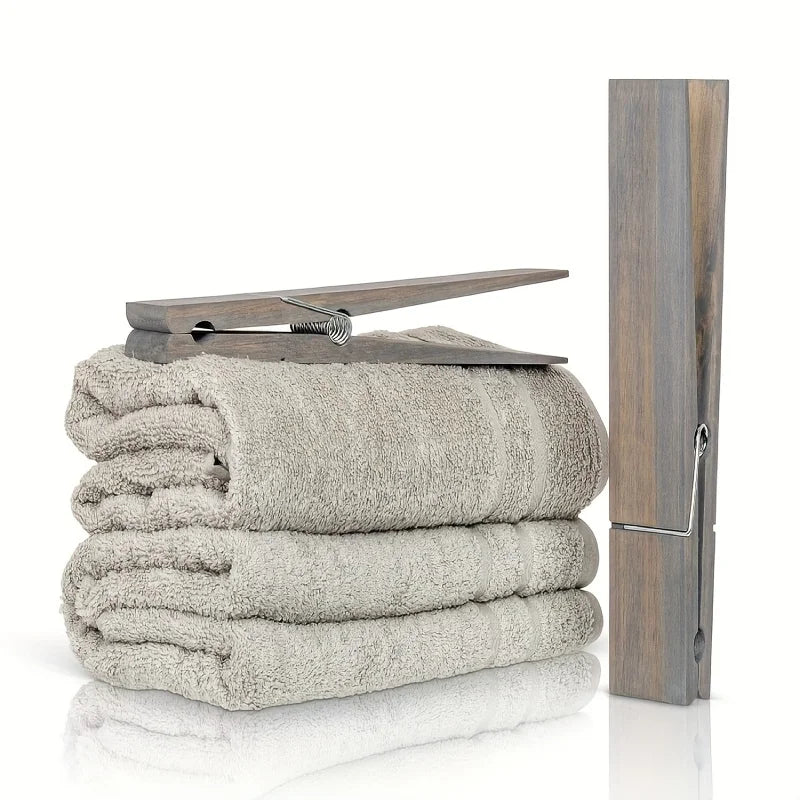 pinces linge modernes bois naturel fixées mur serviettes minimaliste