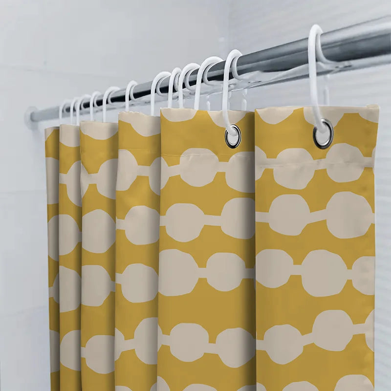 rideau douche jaune moderne motif cercles polyester respectueux environnement 180x180cm opaque annuaux suspension