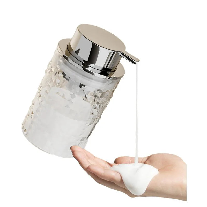 distributeur savon liquide transparent moderne lotion rechargeable geometrique