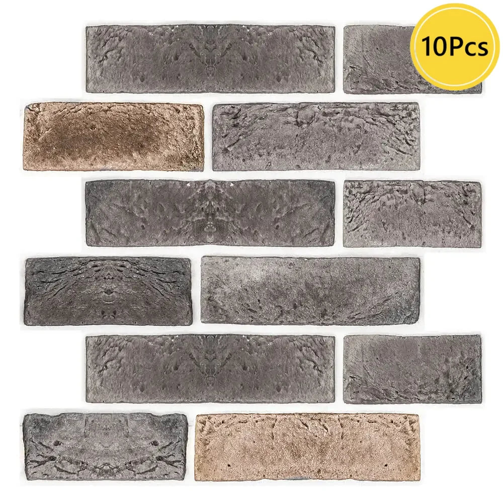panneau mural décoratif moderne brique 3d autocollant beige marron clair résistant humidité isolation thermique