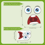 stickers toilette visage souriant yeux grands ouverts cartoon lumineux adhésifs salle bain bleu blanc