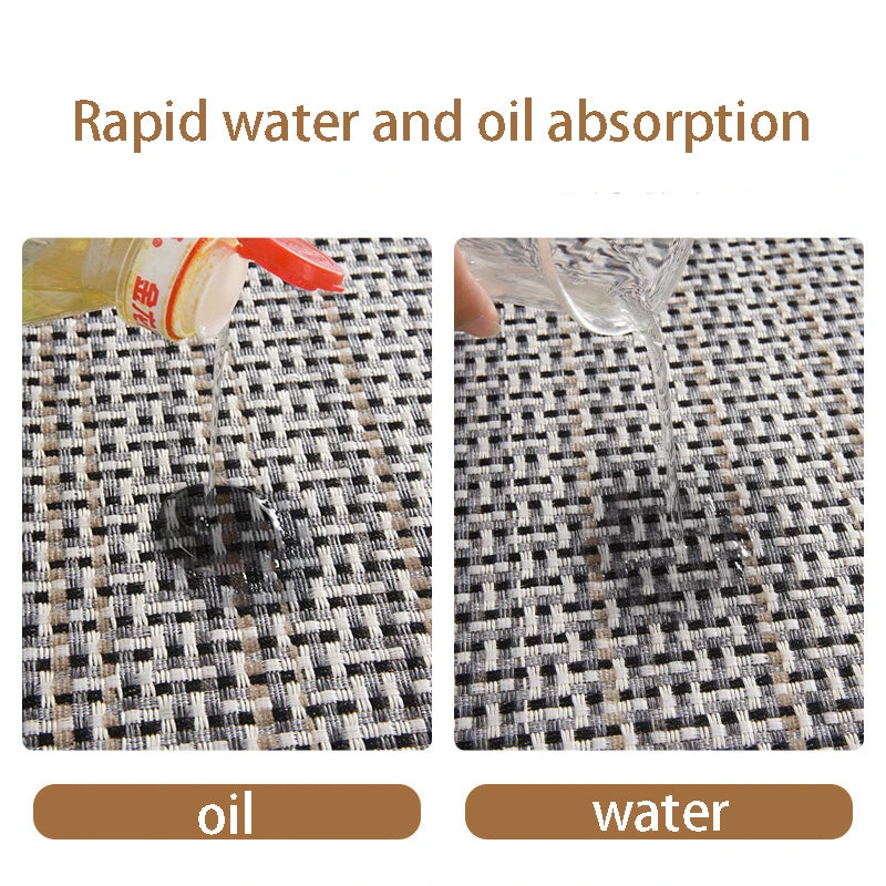 tapis cuisine antidérapant moderne beige gris tissé fils contrastants respectueux environnement