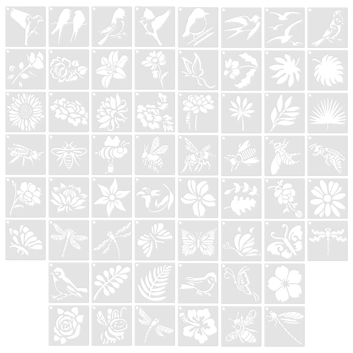 stencils peinture bois blanc motifs floraux oiseaux abeilles papillons artisanal bricolage