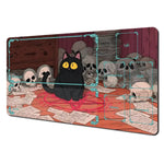 tapis jeu playmat chat épée cartes géométrique orange noir rouge illustration animateur