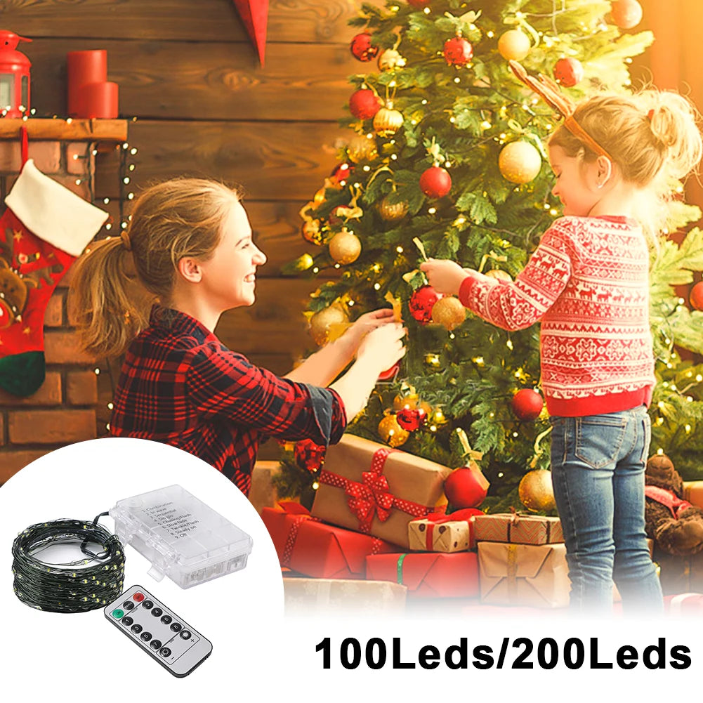 guirlande lumineuse led blanc chaud 100 leds 200 leds moderne diy extérieur noël nouvelle