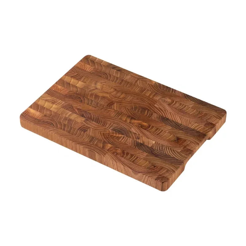 planches découper bois teck durable élégante cuisine préparation aliments rectangle marron clair herbes bol