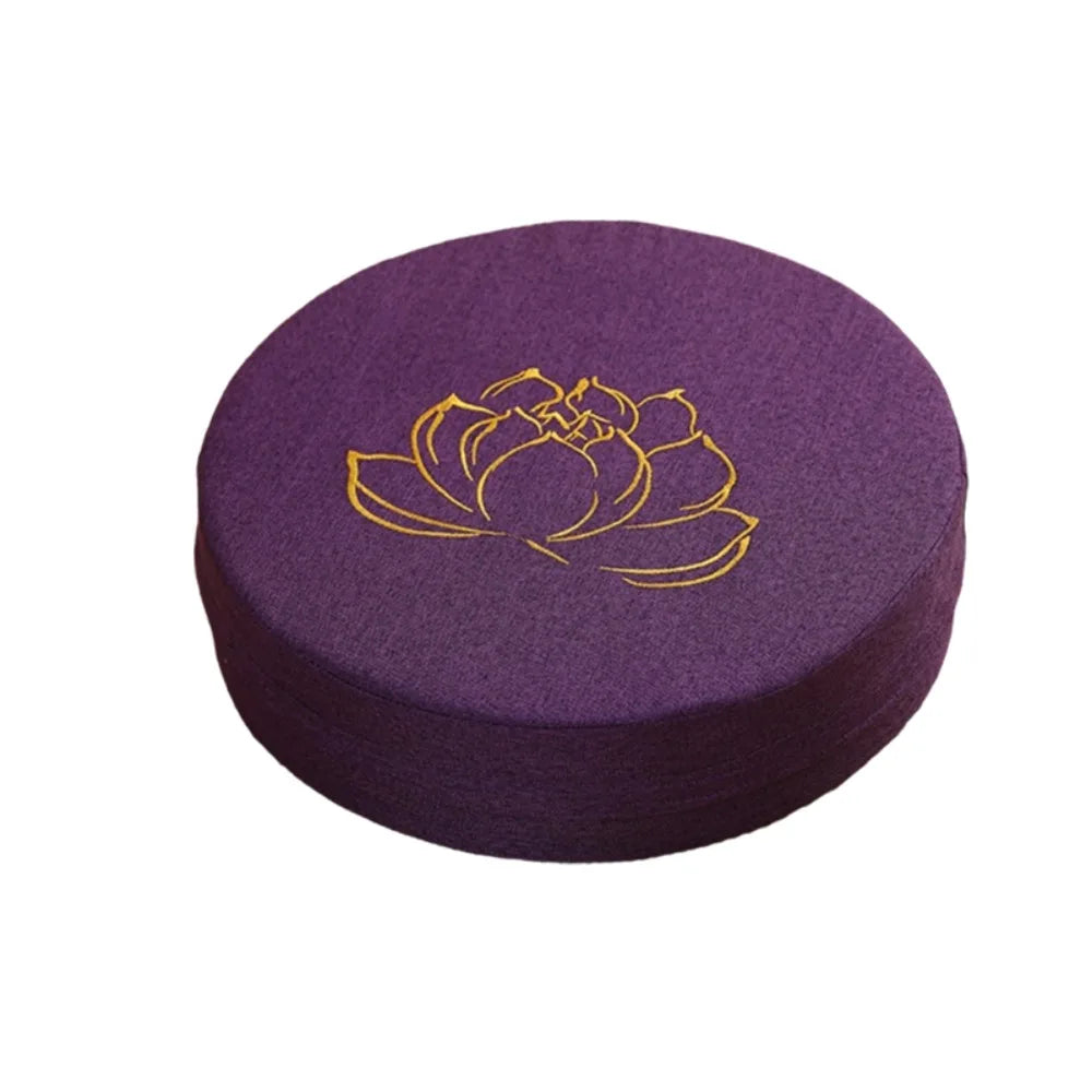 coussin méditation yoga rond broderie fleur lotus mousse épaisse siège salon japonais