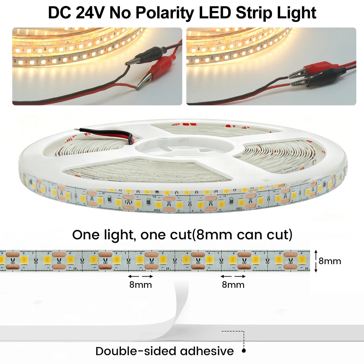 ruban led 24v 120led 5m 10m blanc doré gris moderne adhésif points lumineux uniformes