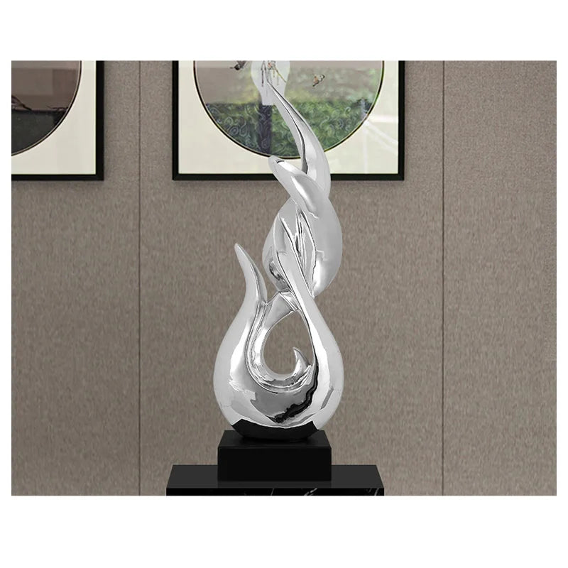 sculpture abstraite moderne résine iceberg or argent noir contemporaine maison salon