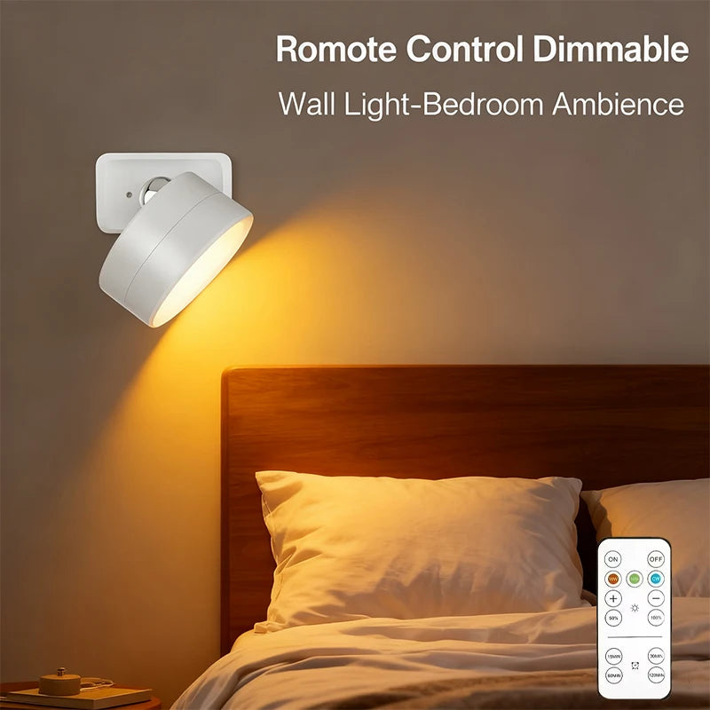 lampe murale rechargeable led rotation 360 moderne noir blanc télécommande