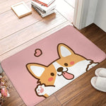 tapis sol dessin animé chien shiba inu corgi moderne extérieur beige marron rose pâle