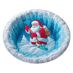 tapis rond noël père noël train pingouins guirlande rouge décoration chambre vinyle sans bpa