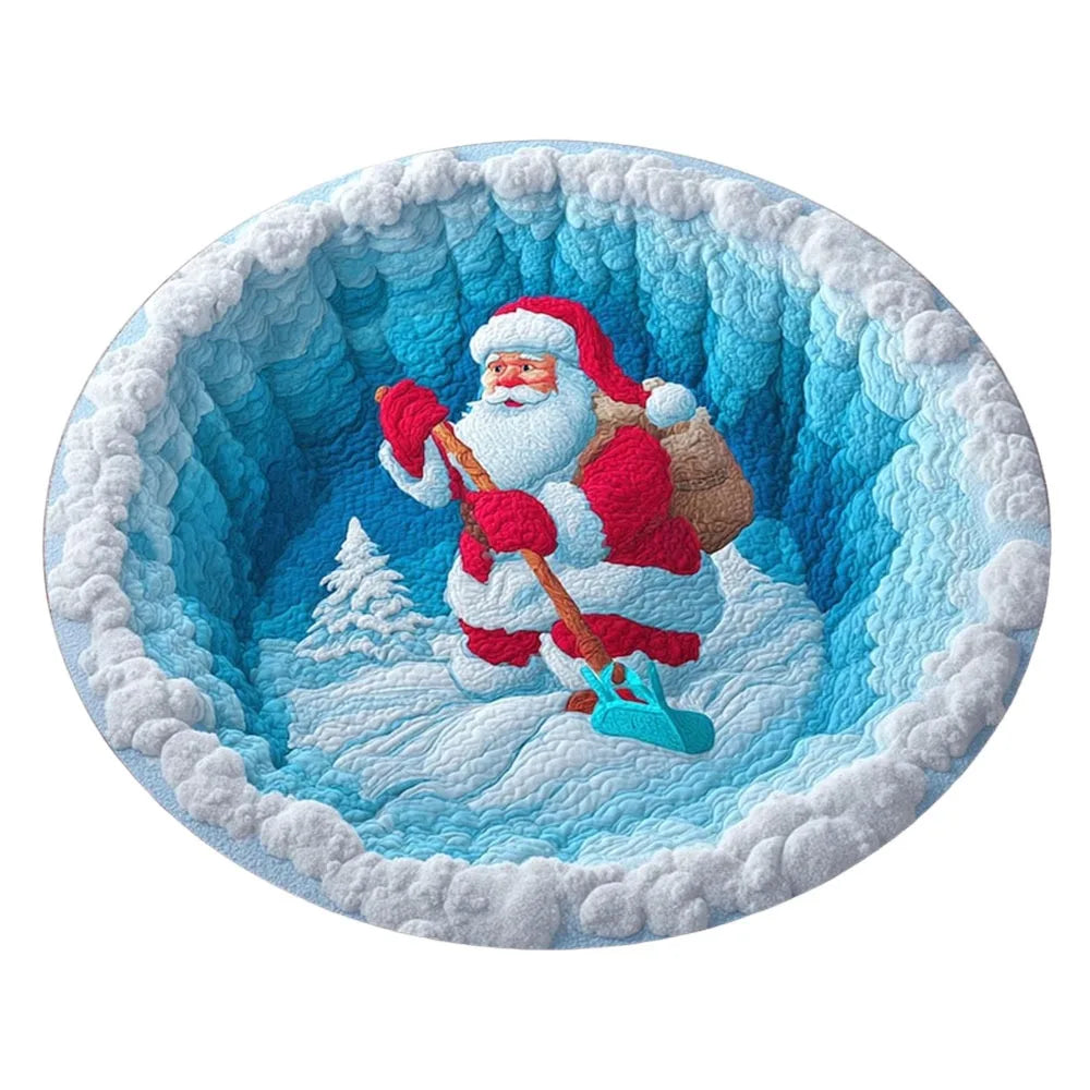 tapis rond noël père noël train pingouins guirlande rouge décoration chambre vinyle sans bpa