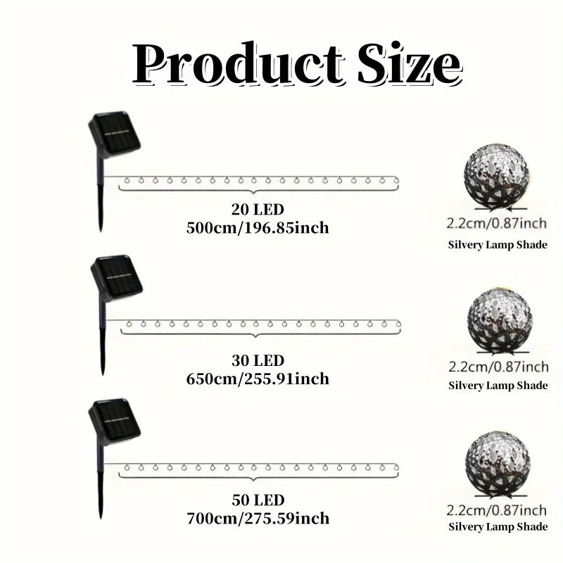 Guirlande solaire étanche IP65 accrochée à une clôture