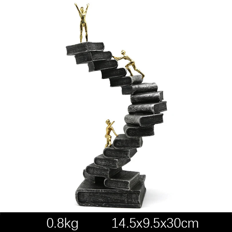 décoration abstraite sculpture noir doré livres escalier figurines moderne chambre salon nordique