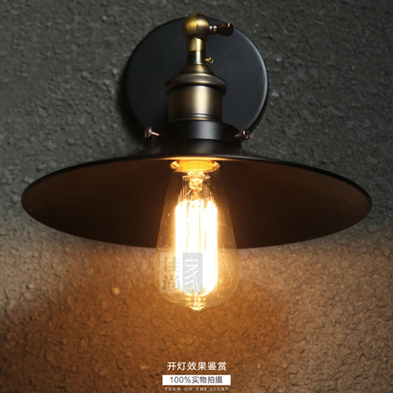 lampe murale industrielle noir bronze mat réglable abat jour filaire 220v fluxlumineuxfaible