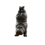 statuette hippopotame résine noir marron pose yoga méditation moderne minimaliste
