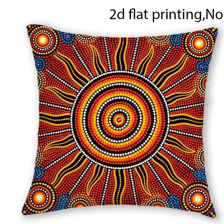 taies d'oreiller décoratives aborigènes multicolores motifs traditionnels ethniques maison polyester peachskin