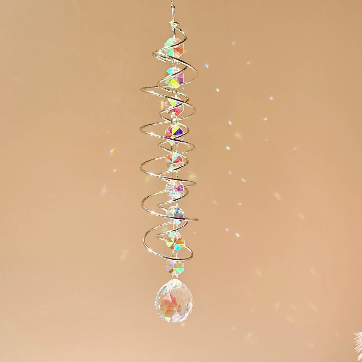 décoration extérieure cristal spirale métallique colorées argent doré moderne fenêtre suncatcher