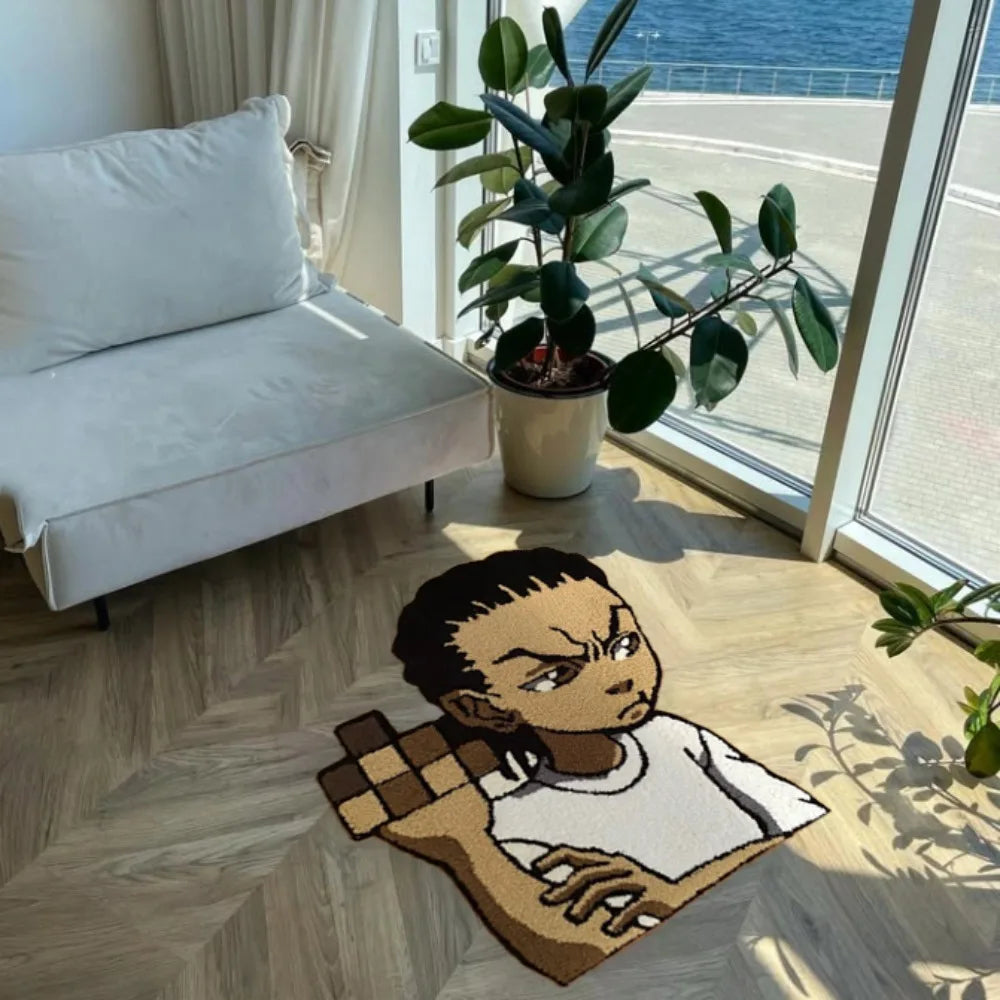 tapis dessin animé antidérapant polyester confortable moderne intérieur extérieur blanc marron noir(pixelisé) 50cm 100cm
