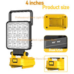 lampe travail led jaune moderne robuste interrupteur luminosité port usb poignée transport sans fil
