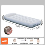 matelas gonflable beige texture mousse moderne pompe intégrée double taille grande capacité camping voyage