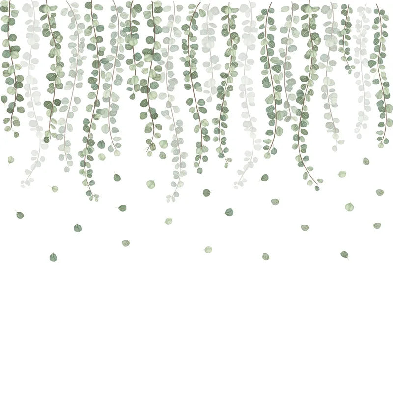 papier peint mural moderne feuilles vertes suspendues naturel vert clair blanc chambre salon décoration