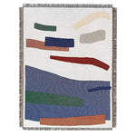 tapis abstrait géométrique polyester coton bleu vert rose motifs contemporains portable pique nique voyage