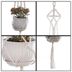 sac plante suspendu macramé blanc boho artisanal pot fleurs blanc