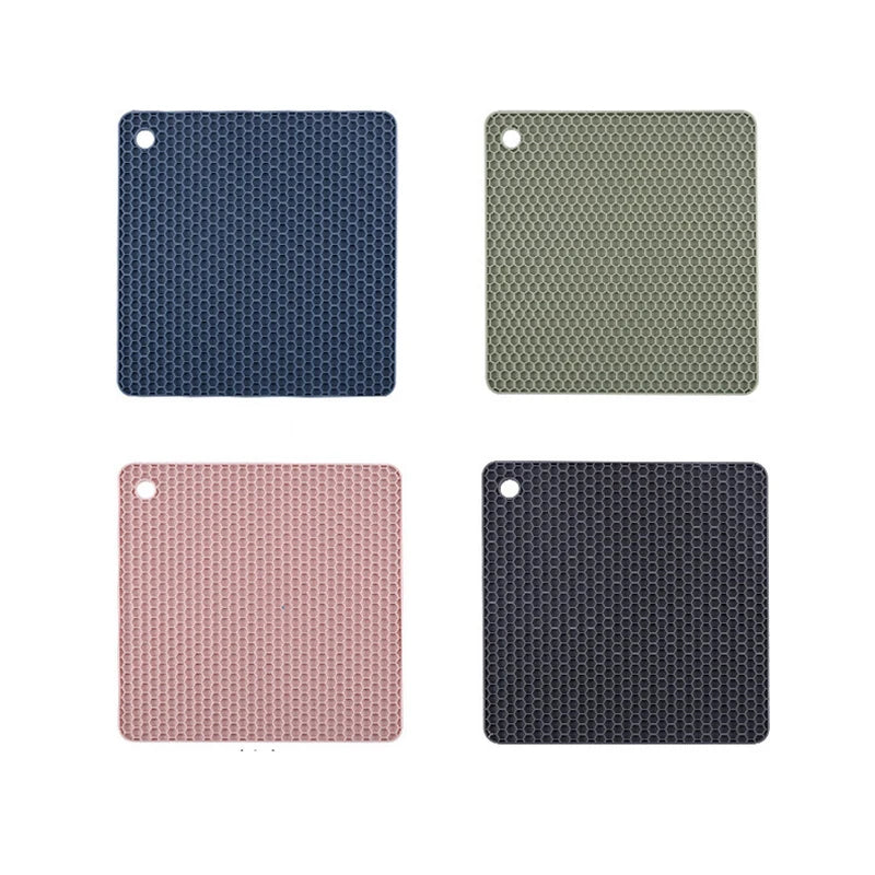 tapis silicone moderne rose gris vert olive texture nid d'abeille carré rond cuisine