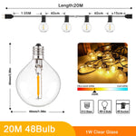 guirlande lumineuse extérieure 65 pieds led dimmable prise e12 g40 globe transparent industrielle vintage