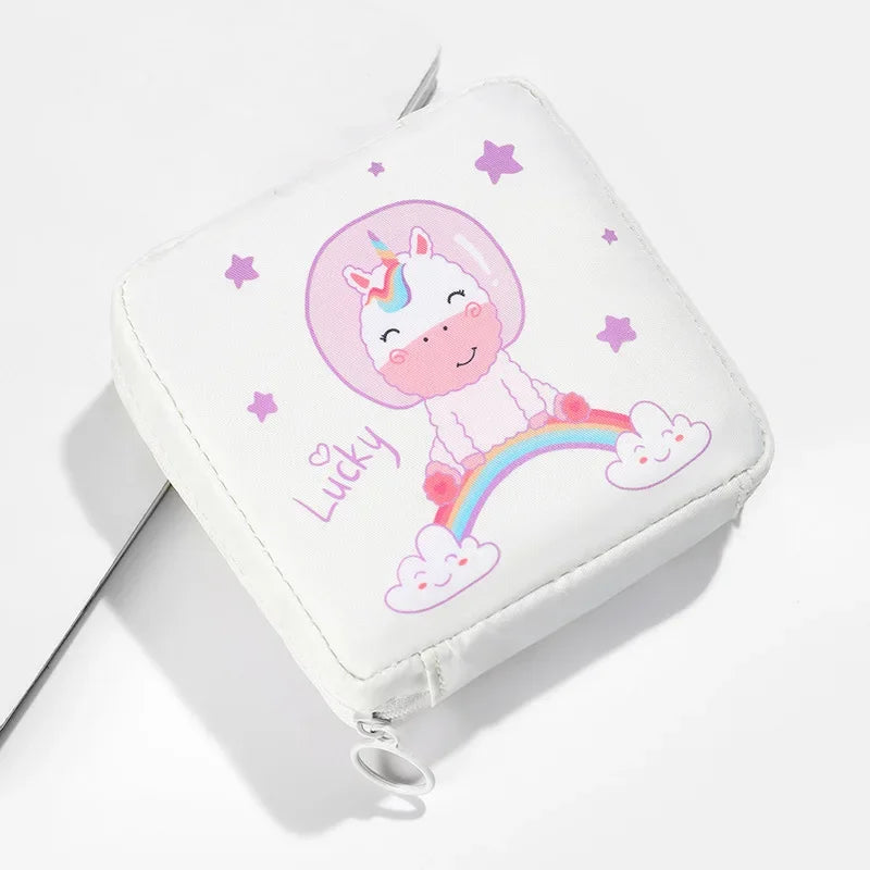 porte monnaie réutilisable oxford moderne rose bleu clair blanc dessins animaux fermeture glissière trousse